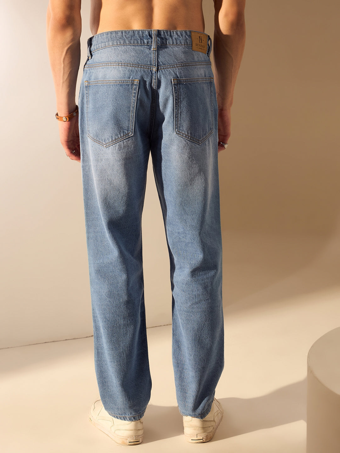 Blue: Baggy Fit Medium Faded Jeans