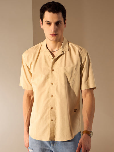Beige: Half Sleeves Sustainable Hemp Oversize Shirt