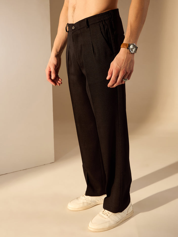 Black: Smart-Fit Waist Korean Trousers