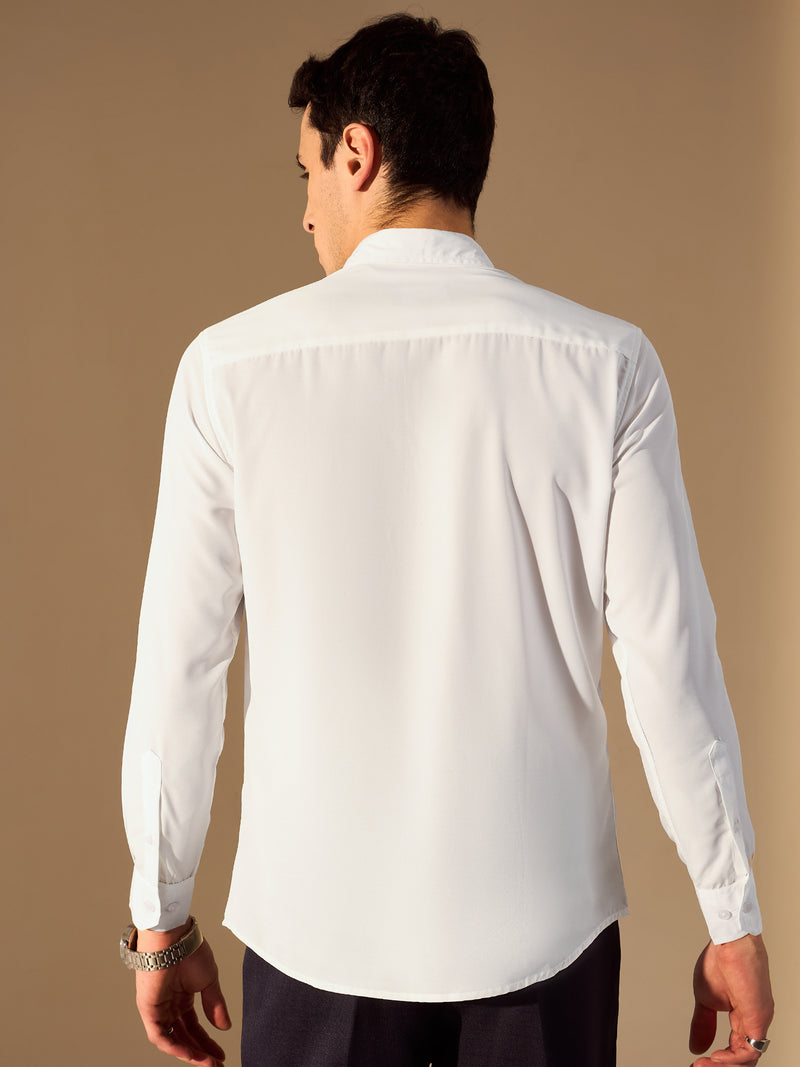 White: Full Sleeves Embellished Party Shirt
