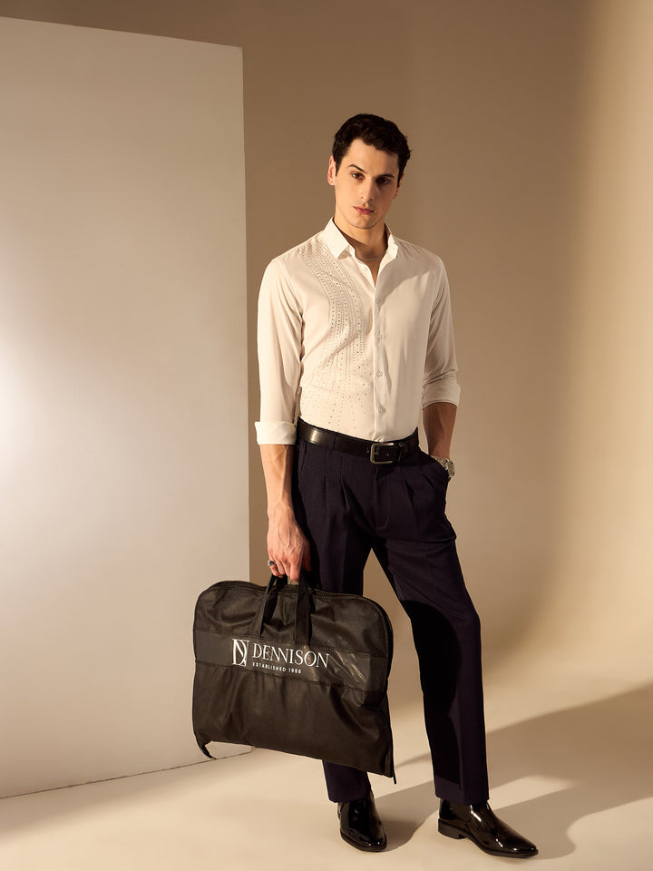 Navy Blue: Smart-Fit Waist Korean Trousers