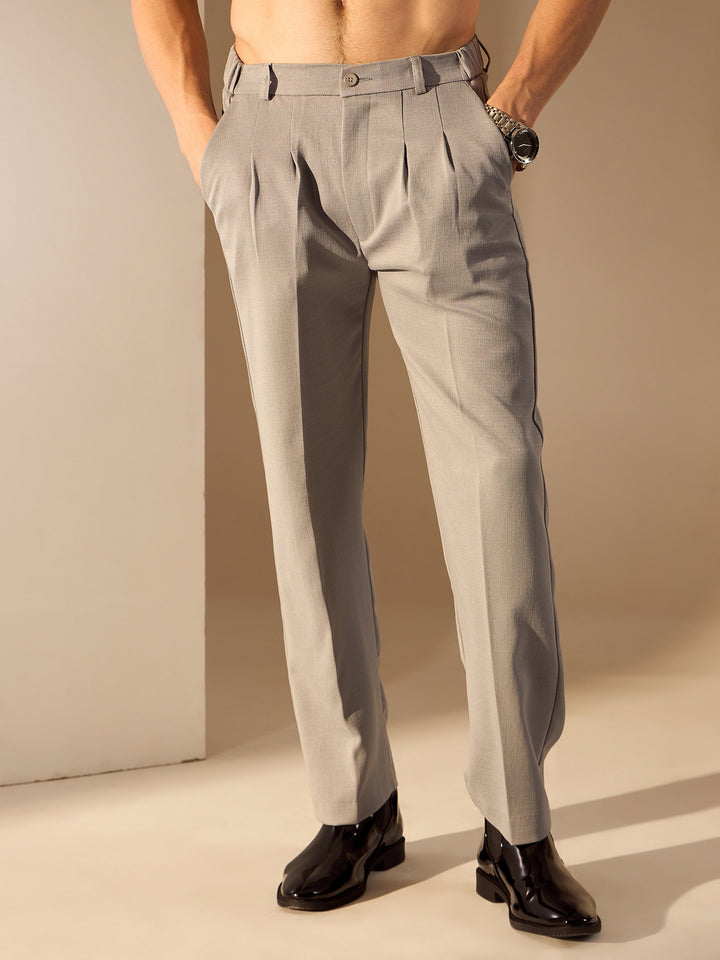 Light Grey: Smart-Fit Waist Korean Trousers