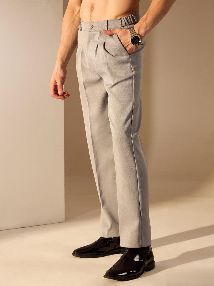 Light Grey: Smart-Fit Waist Korean Trousers