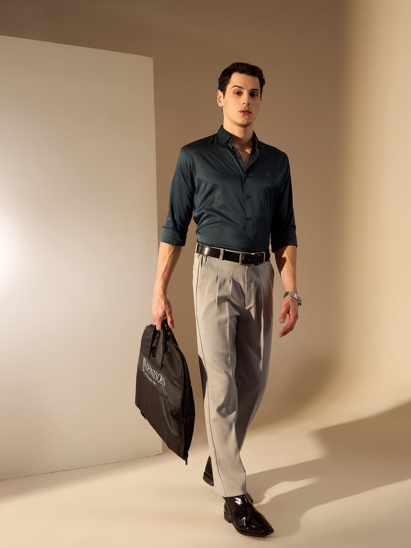 Blue: Full Sleeves Premium Satin Party Shirt