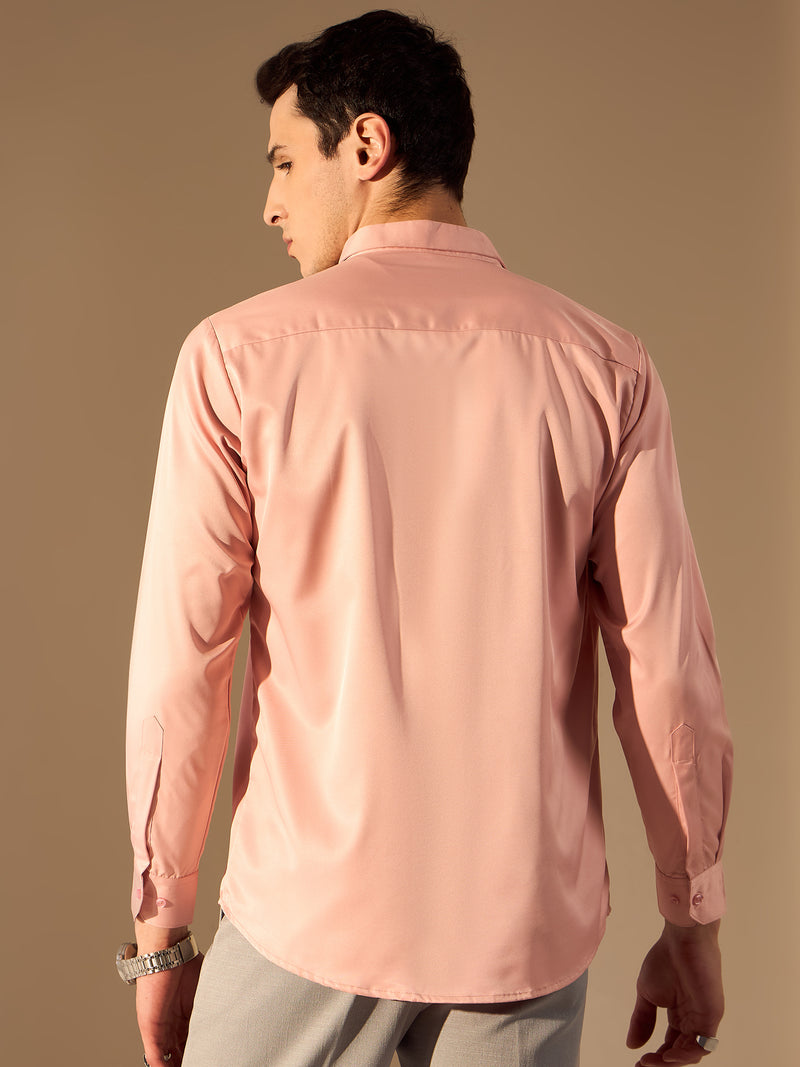 Pink: Full Sleeves Premium Satin Party Shirt