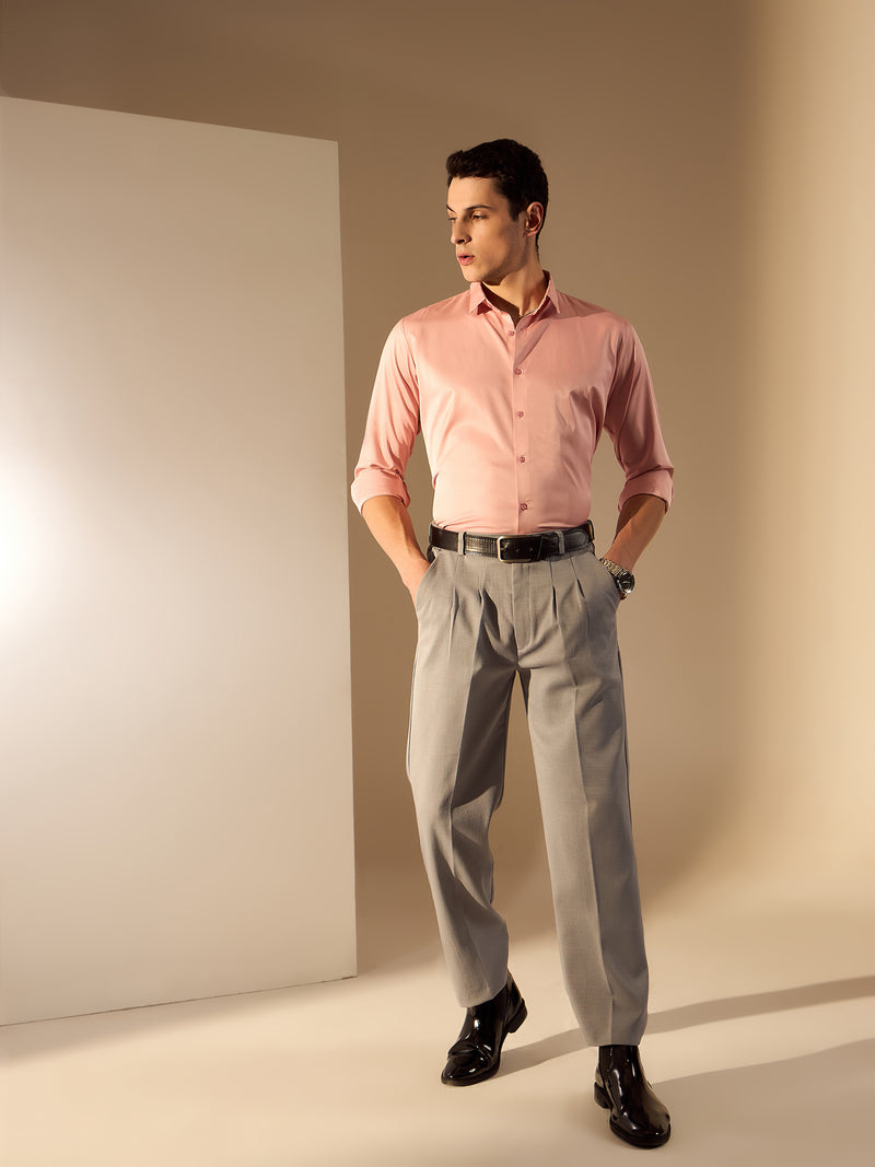 Pink: Full Sleeves Premium Satin Party Shirt
