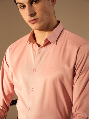 Pink: Full Sleeves Premium Satin Party Shirt