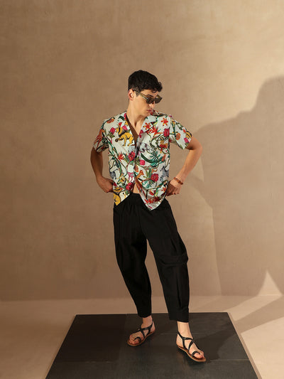 White Block Printed Shirt