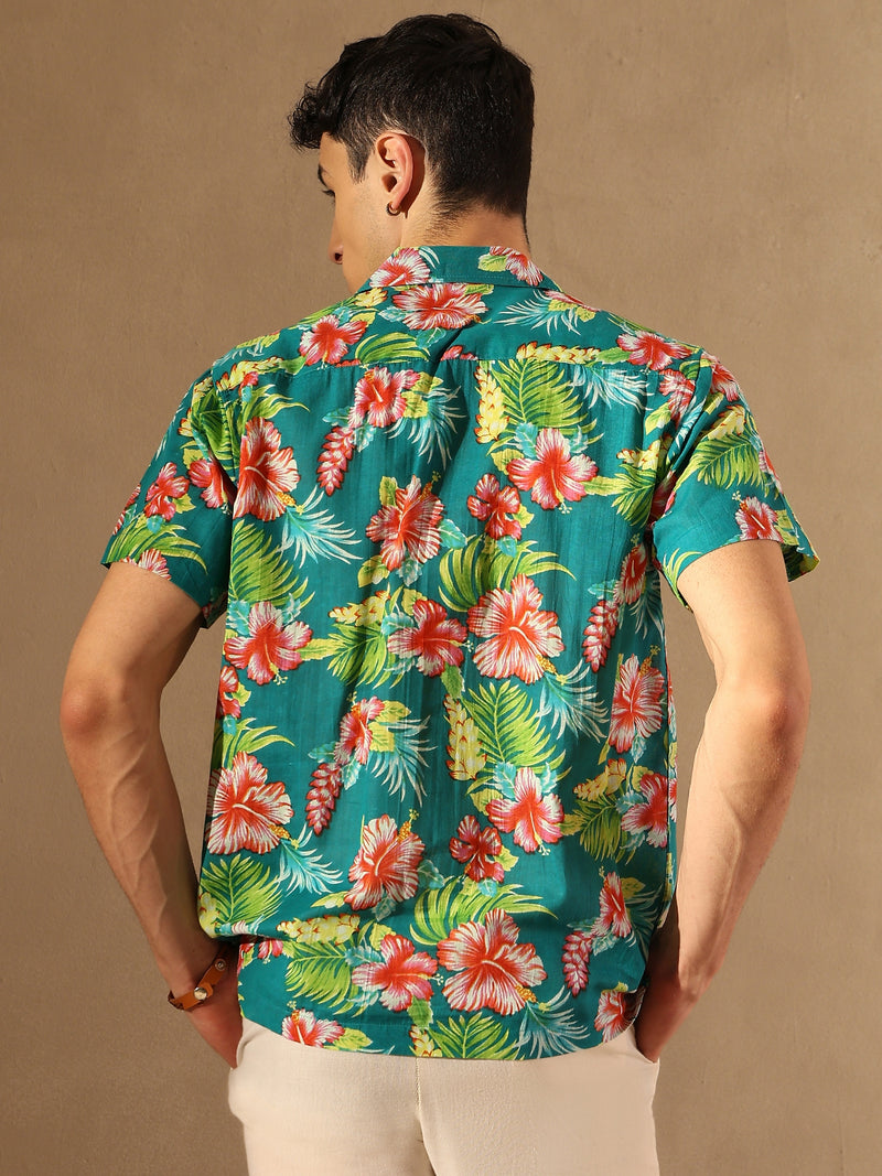 Green: Half Sleeves Block Printed Shirt