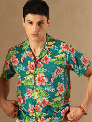 Green: Half Sleeves Block Printed Shirt
