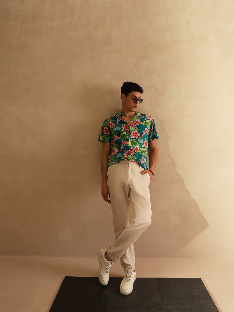 Green: Half Sleeves Block Printed Shirt