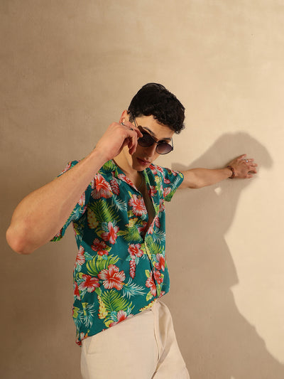 Green: Half Sleeves Block Printed Shirt