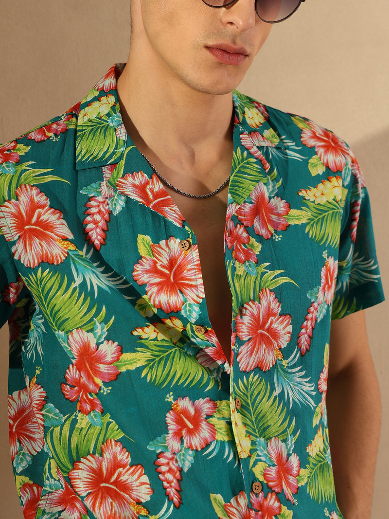Green: Half Sleeves Block Printed Shirt