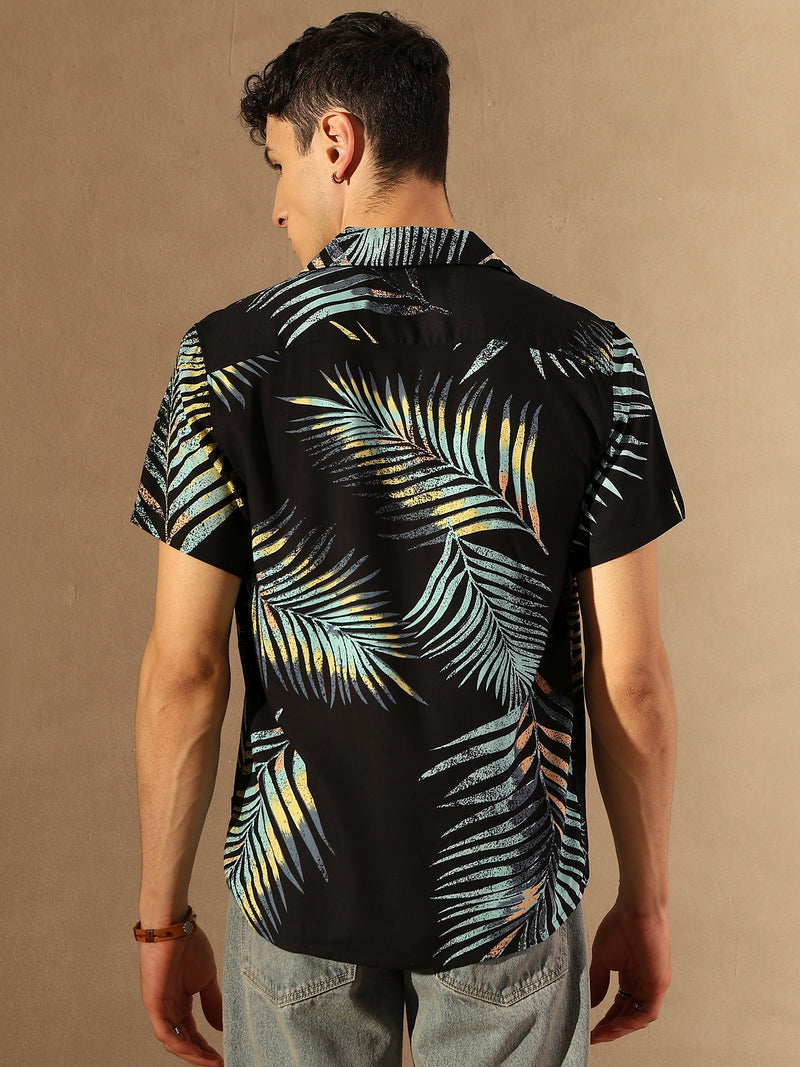 Black Tropical Printed Shirt