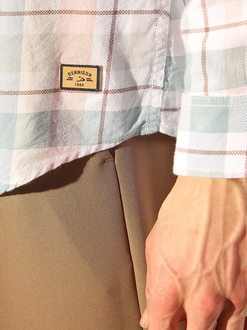 DENNISON Men White & Blue Checked Shirt