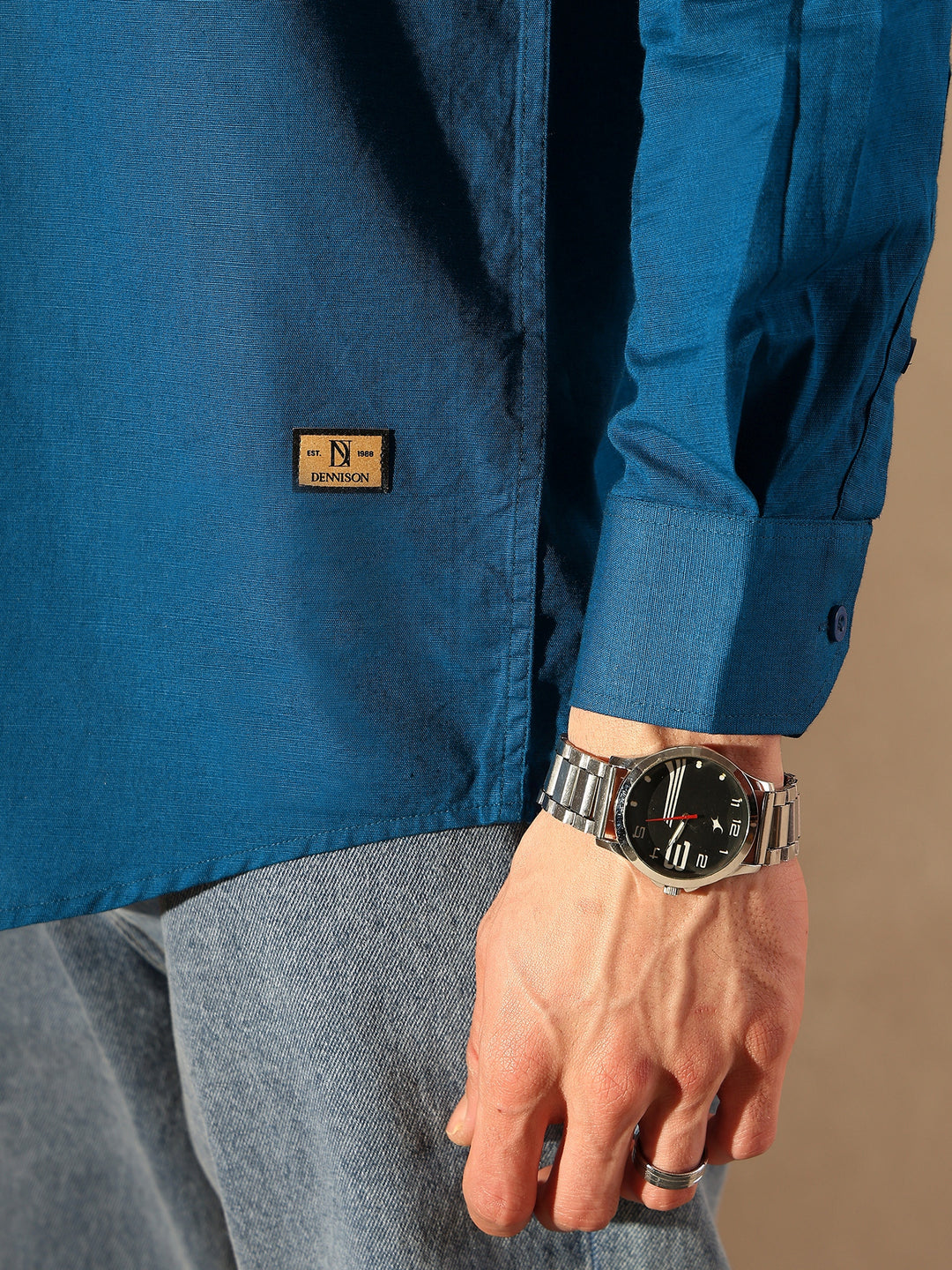 Blue Double Pocket Cotton Linen Shirt