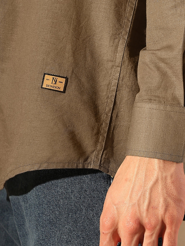 Brown Double Pocket Cotton Linen Shirt