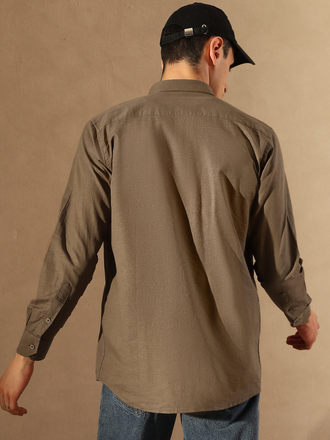 Brown Double Pocket Cotton Linen Shirt