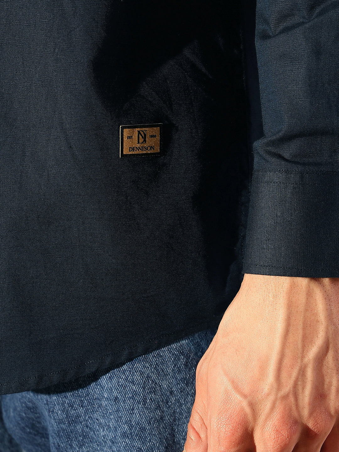 Navy Blue Double Pocket Cotton Linen Shirt