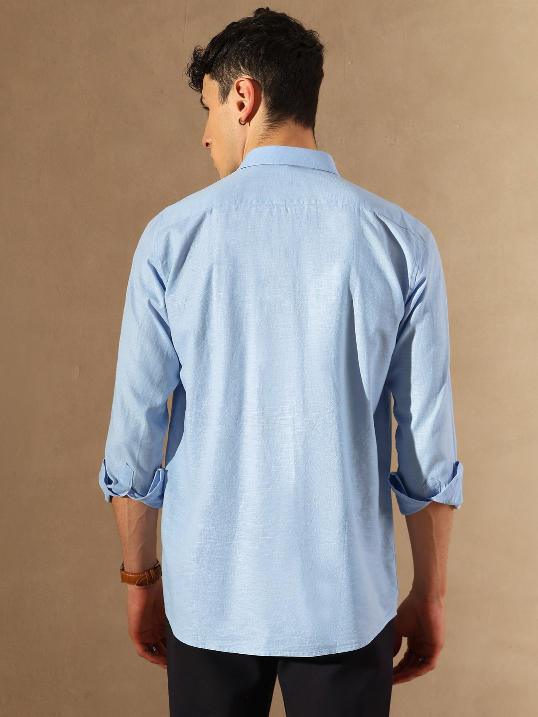 Sky Blue Double Pocket Cotton Linen Shirt