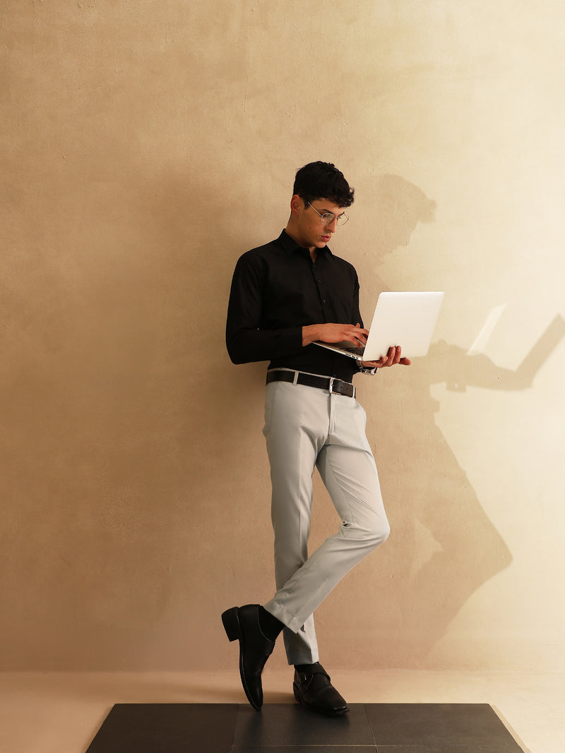 Light Grey Flexi Waist Formal Trouser