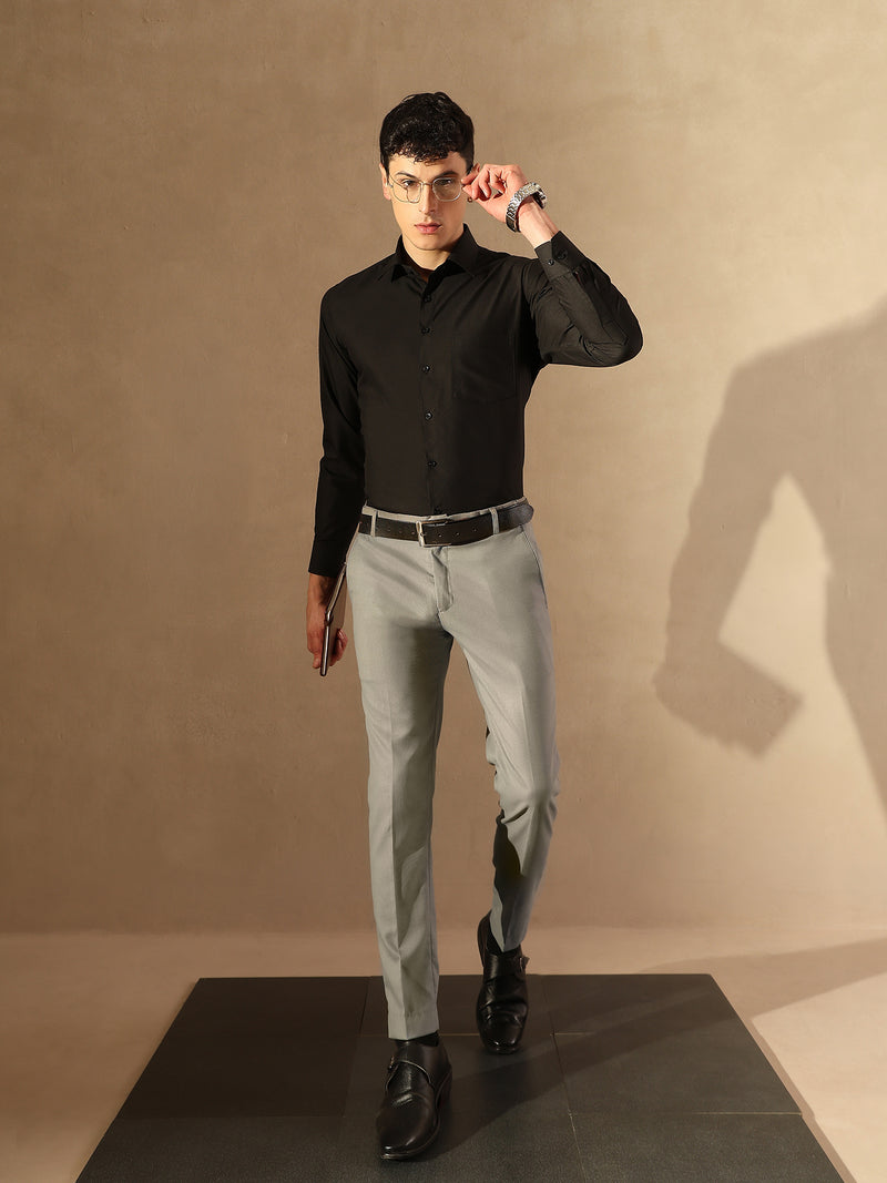 Grey Flexi Waist Formal Trouser