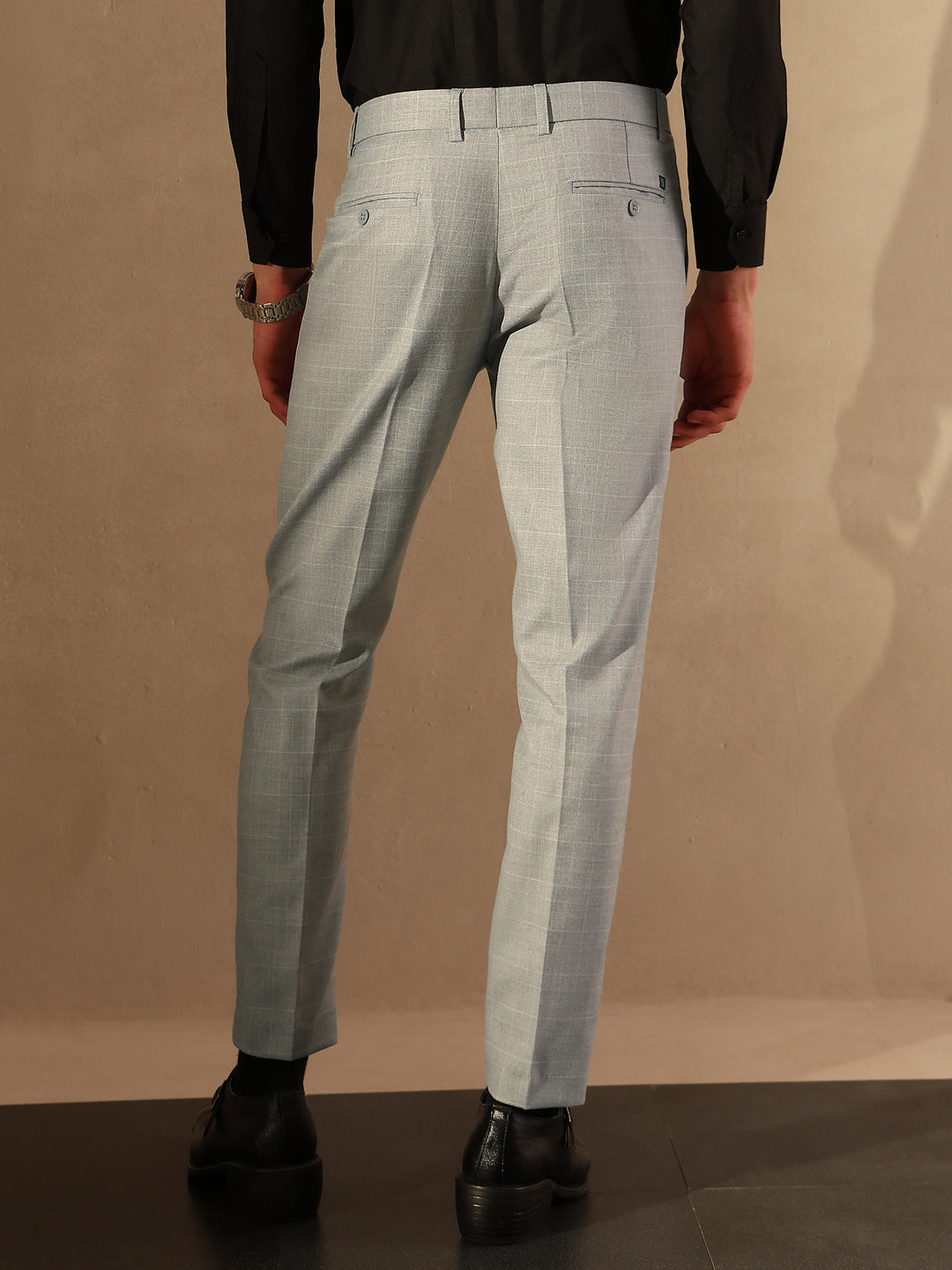 Light Grey Tapered Fit Pleated Trousers