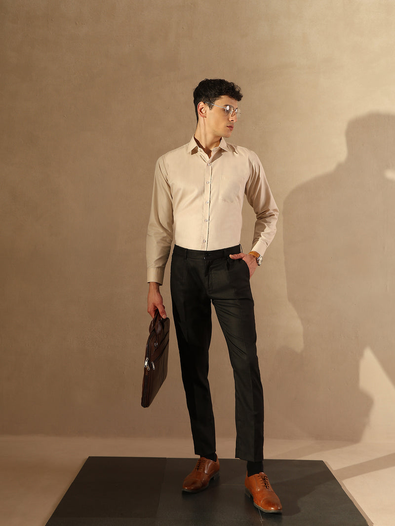 Black Tapered Fit Pleated Trousers