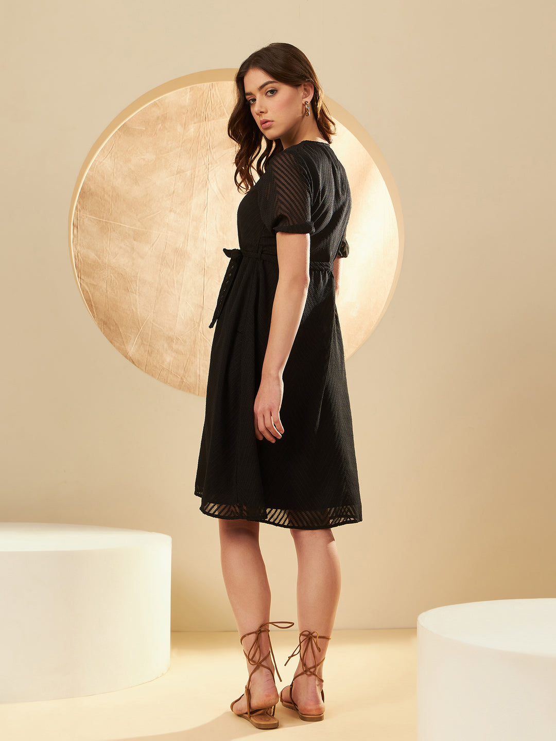 Black Chiffon A-Line Dress