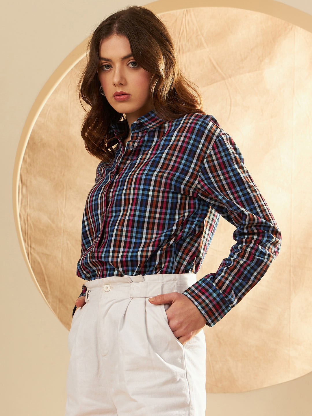 Women's Checked Cotton Casual Shirt