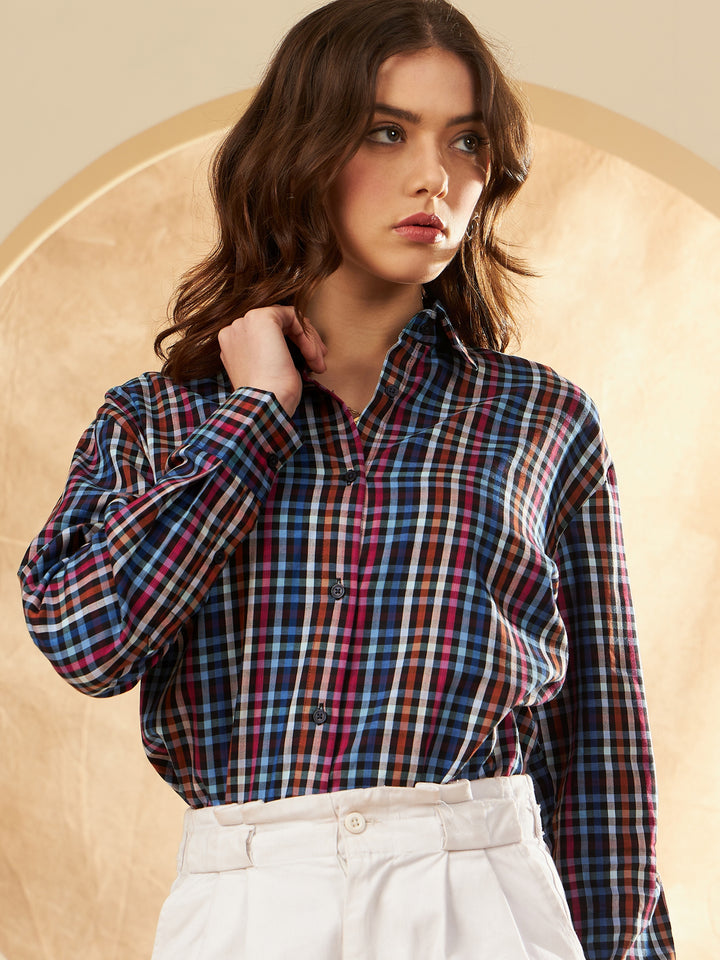Women's Checked Cotton Casual Shirt