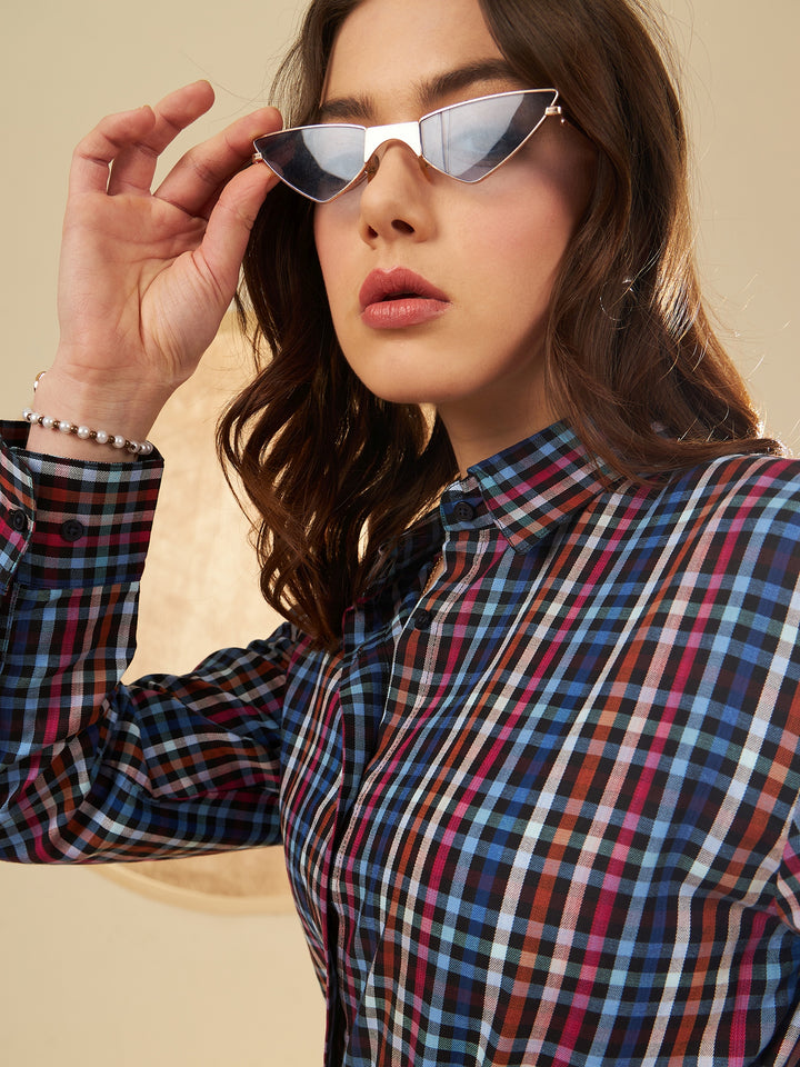 Women's Checked Cotton Casual Shirt