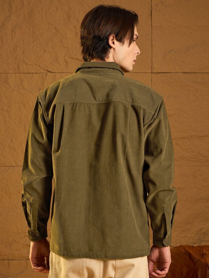 Olive Green Corduroy Oversized Shacke