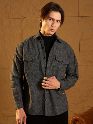 Charcoal Grey Solid shacket