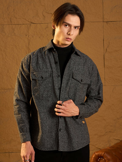 Charcoal Grey Solid shacket
