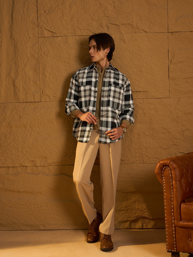 Black & White: Oversized Cotton Checked Shacket