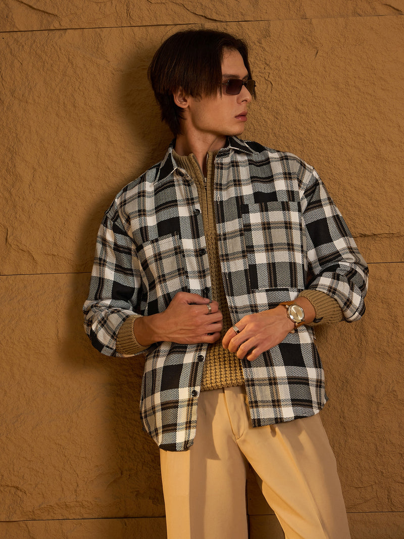 Black & White: Oversized Cotton Checked Shacket