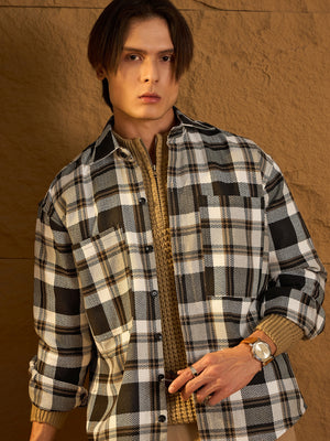 Black & White: Oversized Cotton Checked Shacket