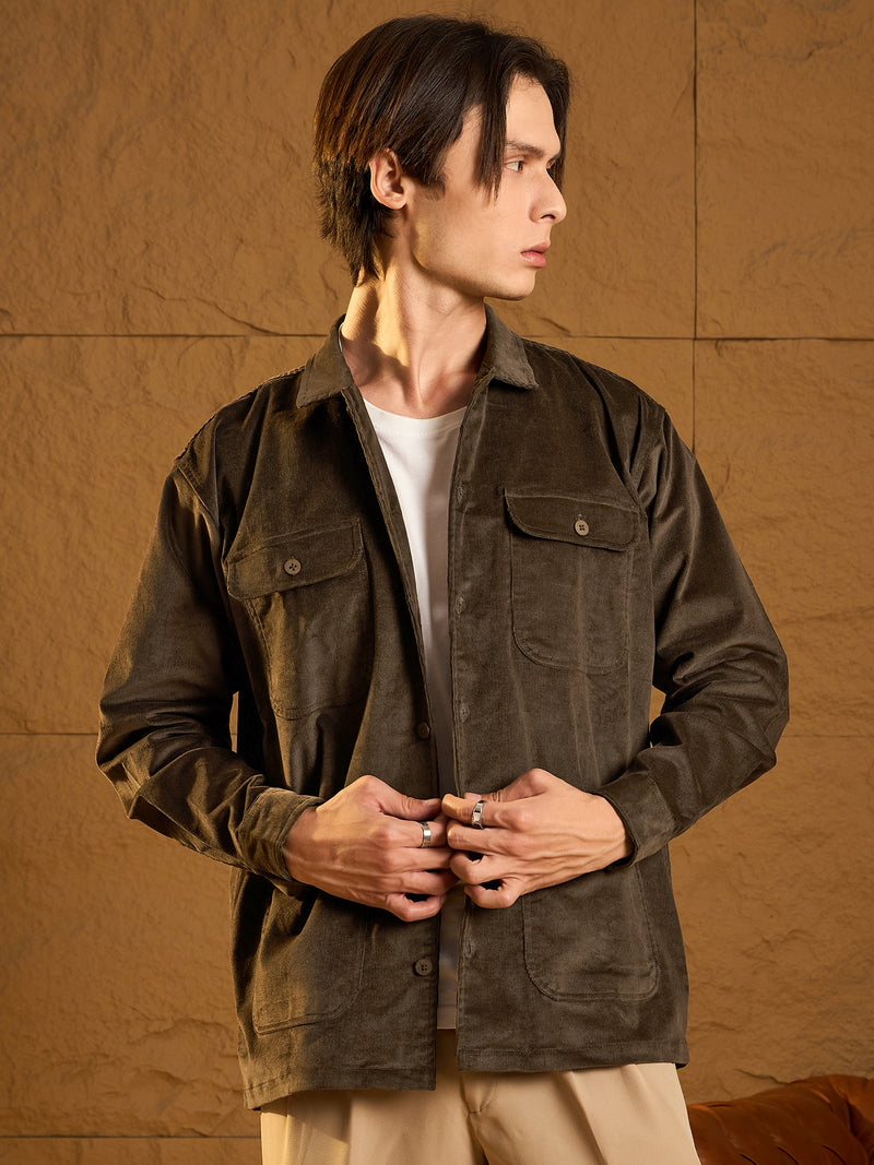 Dark Brown Oversized Shacket
