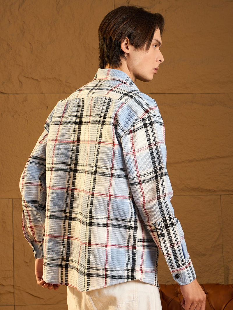 Sky Blue Cotton Oversized Shacket