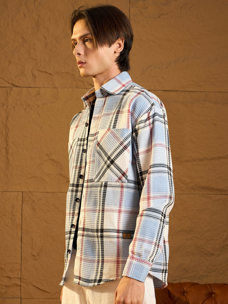 Sky Blue Cotton Oversized Shacket