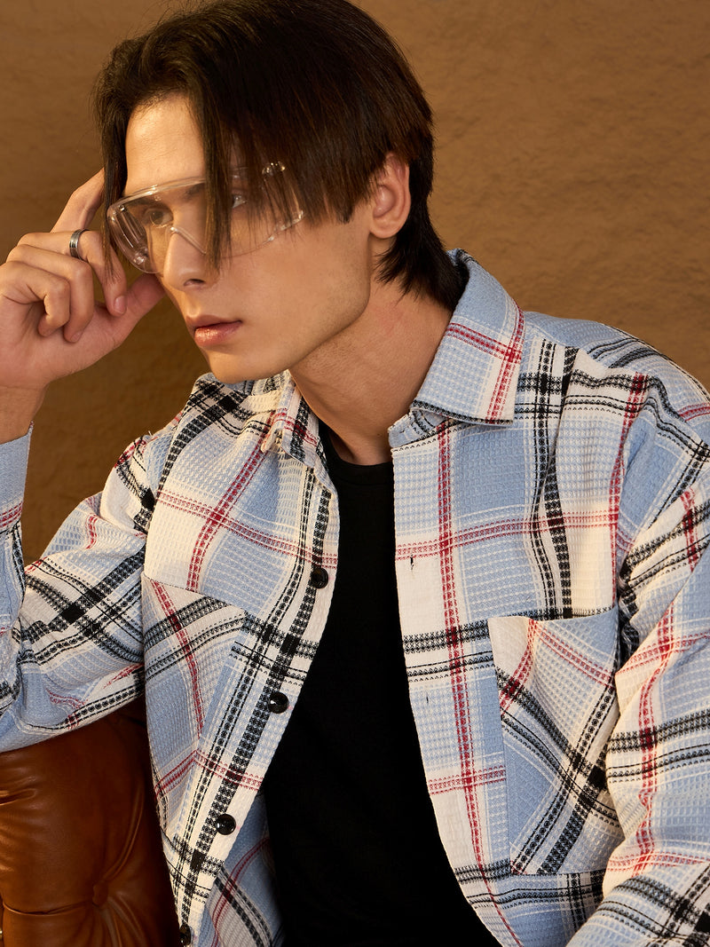 Sky Blue Cotton Oversized Shacket