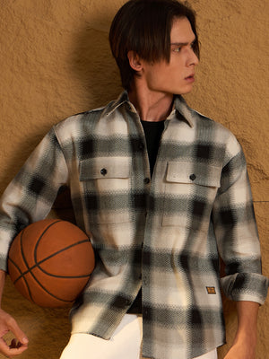 Black & Grey: Oversized Cotton Checked Shacket