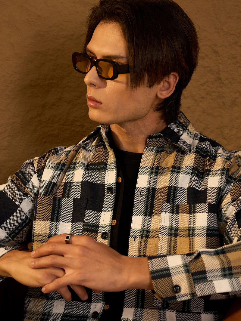 Blue & White: Oversized Cotton Checked Shacket