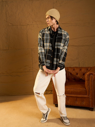 Black & White: Checked Oversized Cotton Shacket