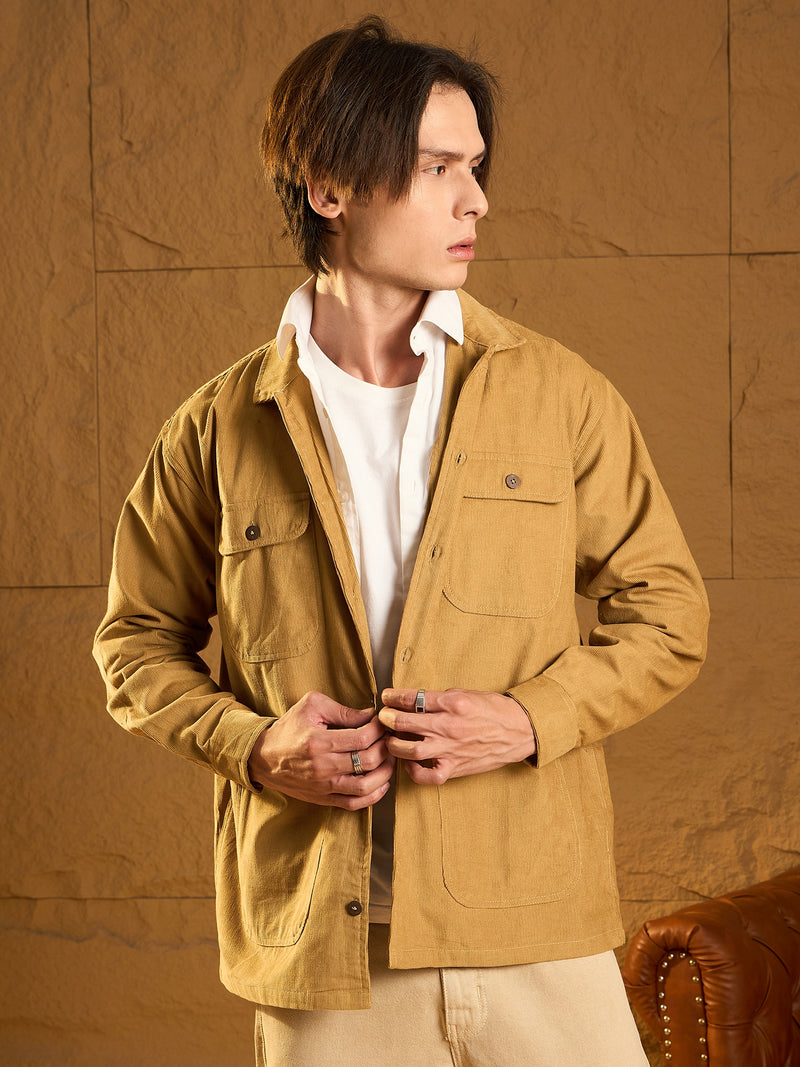 Four Pocket Drop Shoulder Oversized Corduroy Shacket