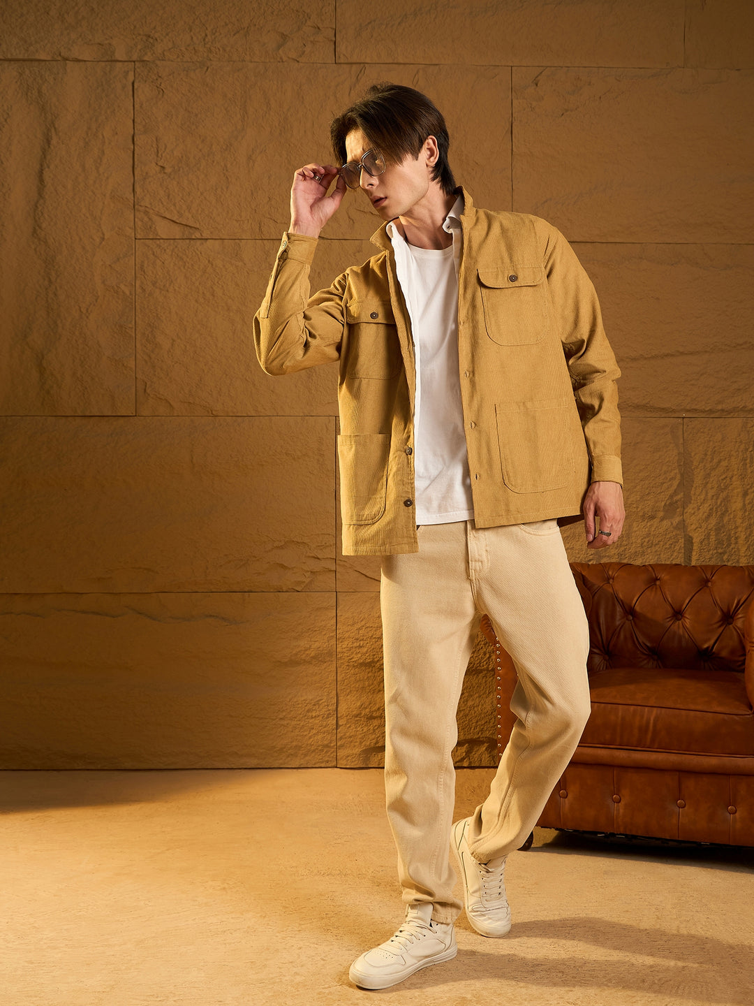 Four Pocket Drop Shoulder Oversized Corduroy Shacket