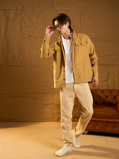 Light Khaki Oversized Shacket