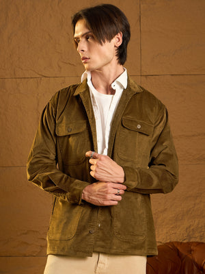 Army Green Solid shacket