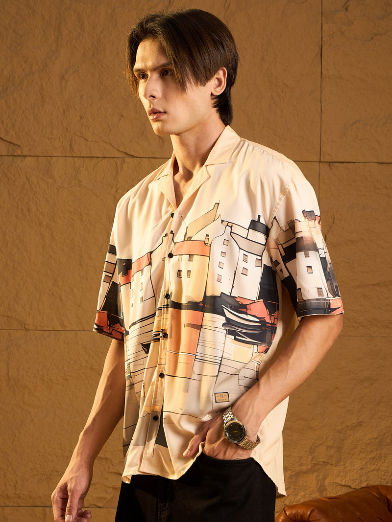 Digital Printed Drop Shoulder Oversized Casual Shirt